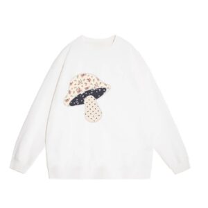 Floral Mushroom Print Crew Neck Sweatshirt