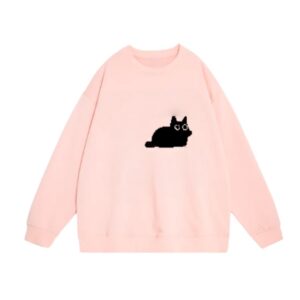 Pink Pixel Cat Graphic Sweatshirt