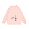 Pink Crew Neck Sweatshirt with Candlestick Print