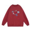 Red Trendy Sweatshirt with Apple Graffiti Print