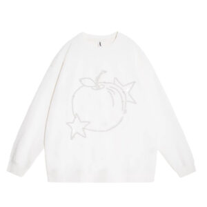 White Apple and Star Print Sweatshirt