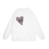 White Crew Neck Sweatshirt with Heart and Bow Design