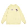 Cream Yellow Crew Neck Sweatshirt with Bow Detail