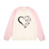 White Cat and Bread Line Print Sweatshirt